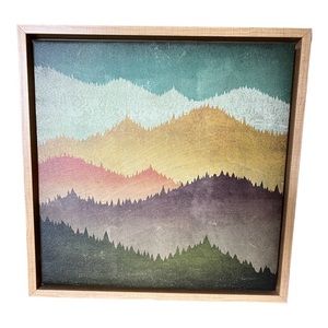 Framed abstract mountain landscape 16”x 16”